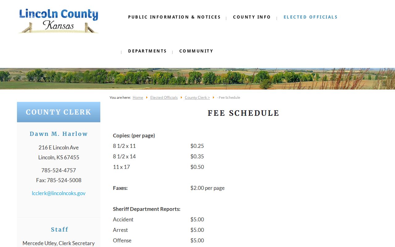 Lincoln County booking record fee schedule